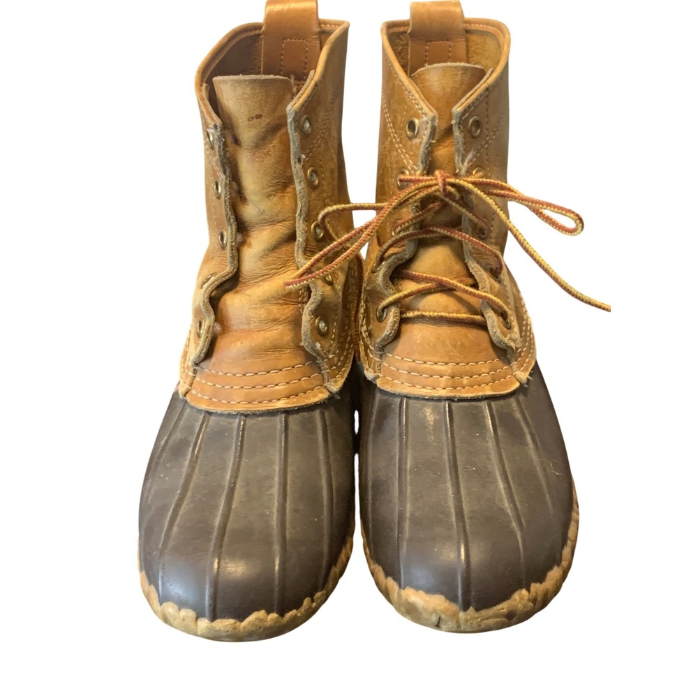 Vintage LL Bean Maine Leather Hunting Shoe Duck Boots Brown 9